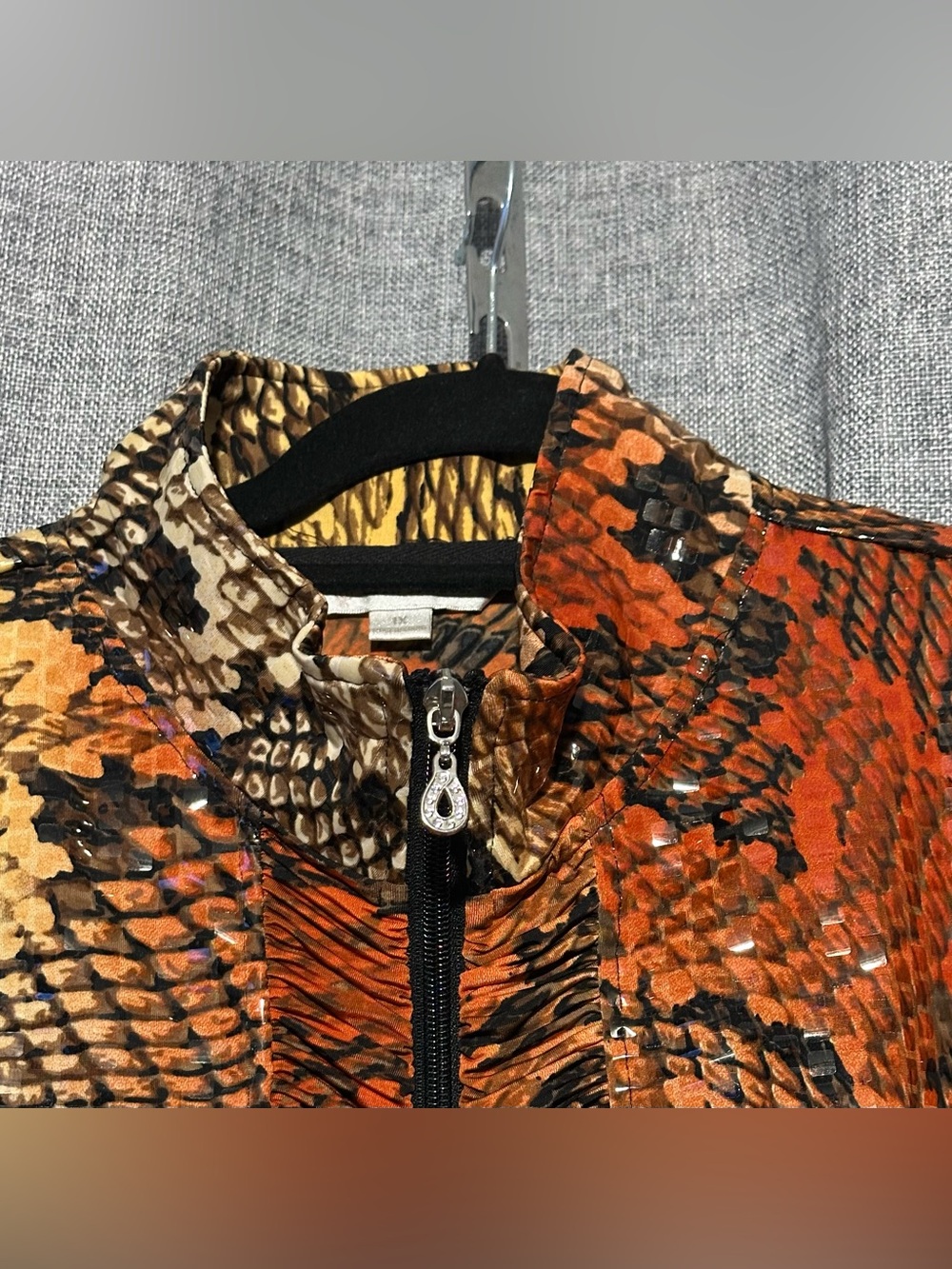 Erin London Snake-Print Full Zip Jacket Y2K Eclectic, Western Glam Size 1X - Picture 3 of 10